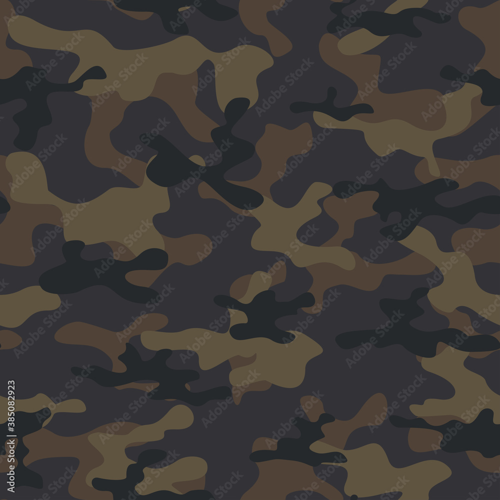 Fototapeta premium Camouflage seamless vector military pattern brown background