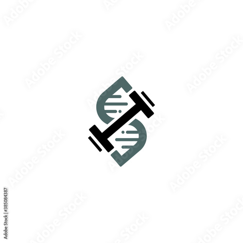 DNA and Dumbbell logo or icon design