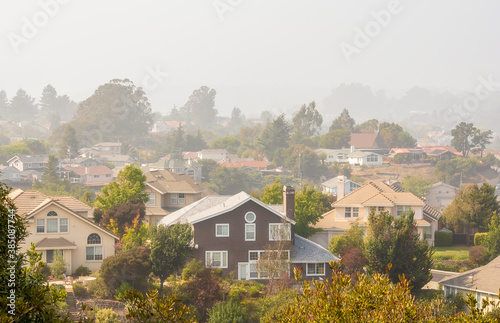 Valley homes panoramic view in Belmont, San Mateo County, California © Faina Gurevich