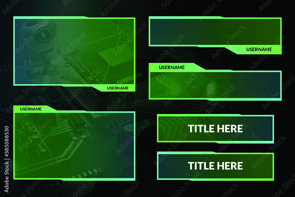 Twitch Facecam Panel and alert Design Template Green Stock Vector ...