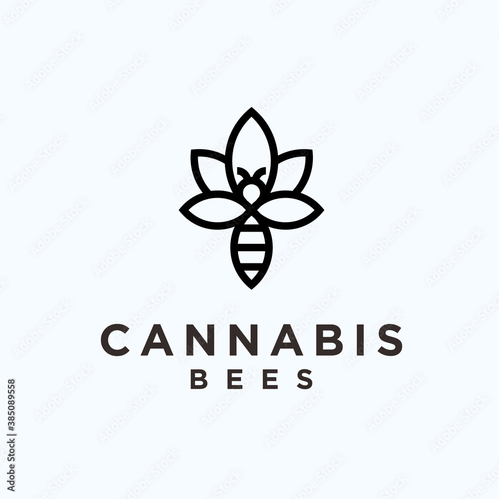 abstract marijuana logo. bee icon