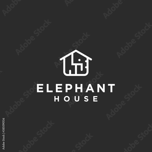 abstract elephant logo. house icon