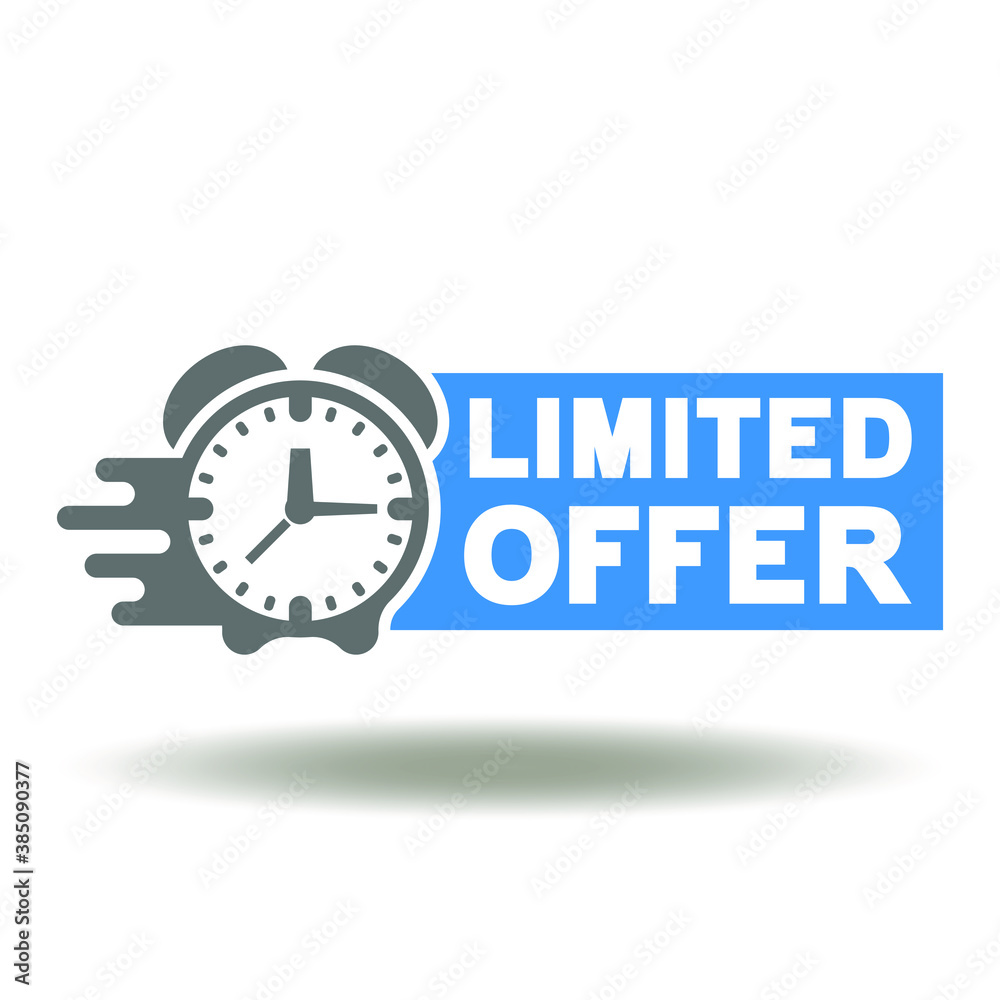 Limited Offer Moving Fast Alarm Clock Icon Vector. Discount Sale Time Business Reatail Internet Conceptual Sign. Limited Offer Moving Fast Alarm Clock Icon Vector. Discount Sale Time Business Reatail Internet Conceptual Sign.