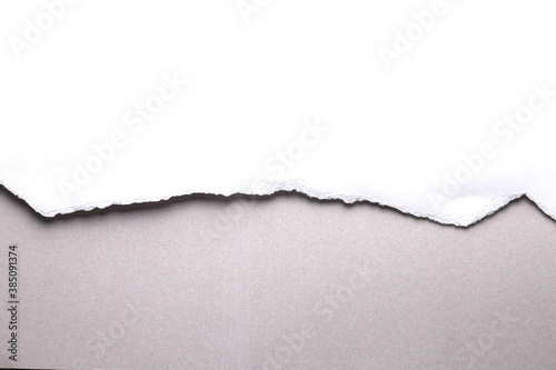 White torn paper on gray background. collection paper rip