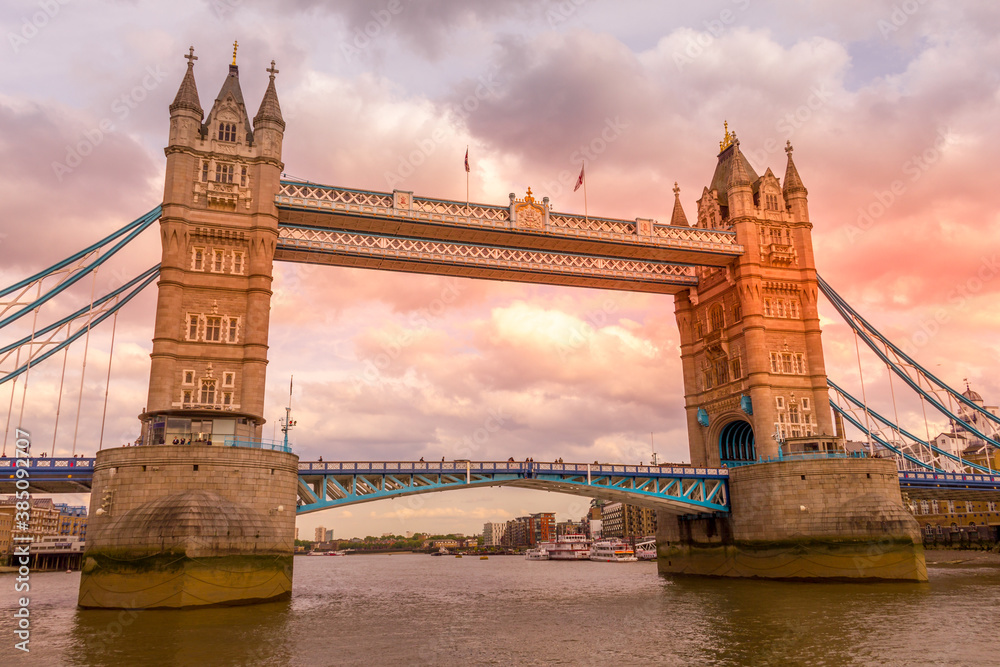 Obraz premium The Tower Bridge in London during a sunset, London, UK