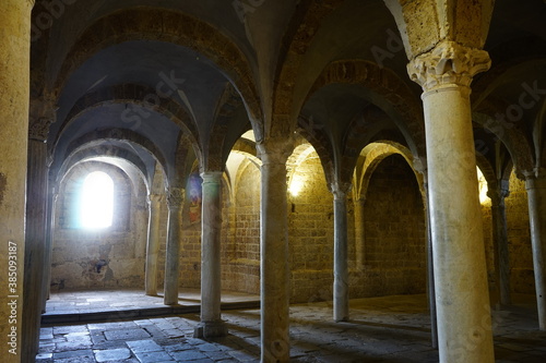 Catacombs of the Gotich Church of San Pietro in Tuscania, Viterbo, Lazio, Italy photo