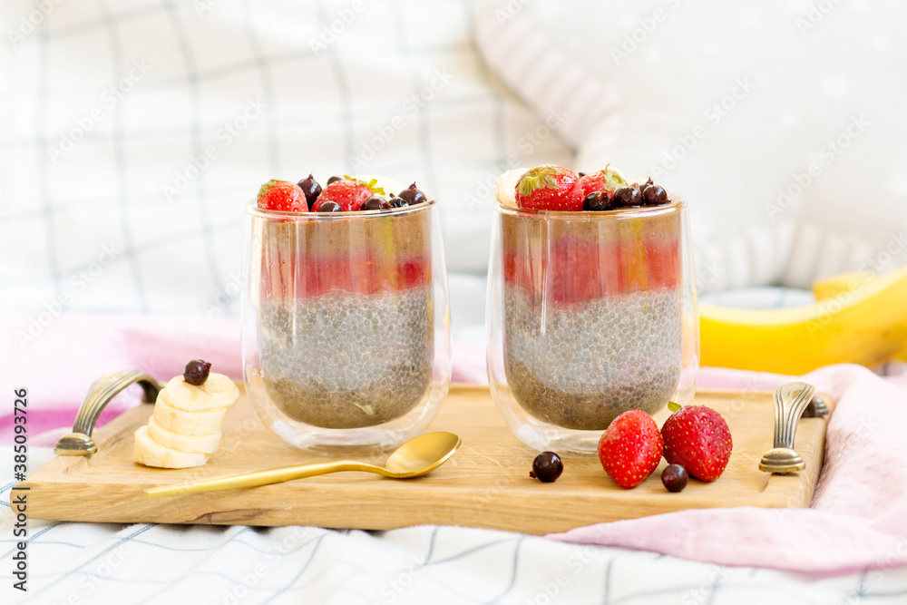 strawberries,banana, yogurt and chia seeds strawberries,banana, yogurt and chia seeds