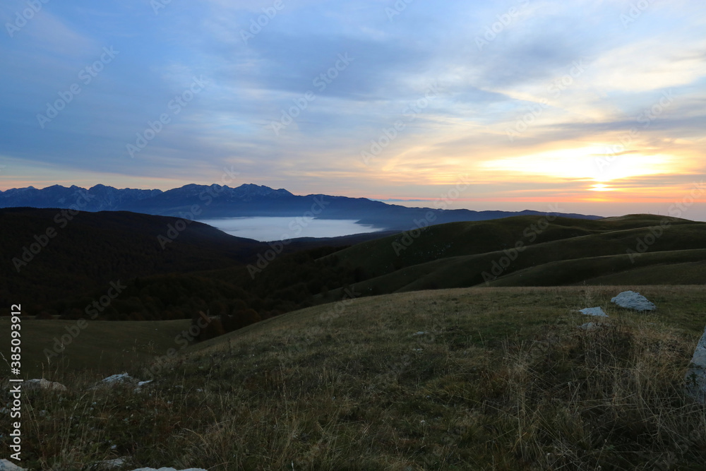 Sunrise at Mount Pizzoc in Italy