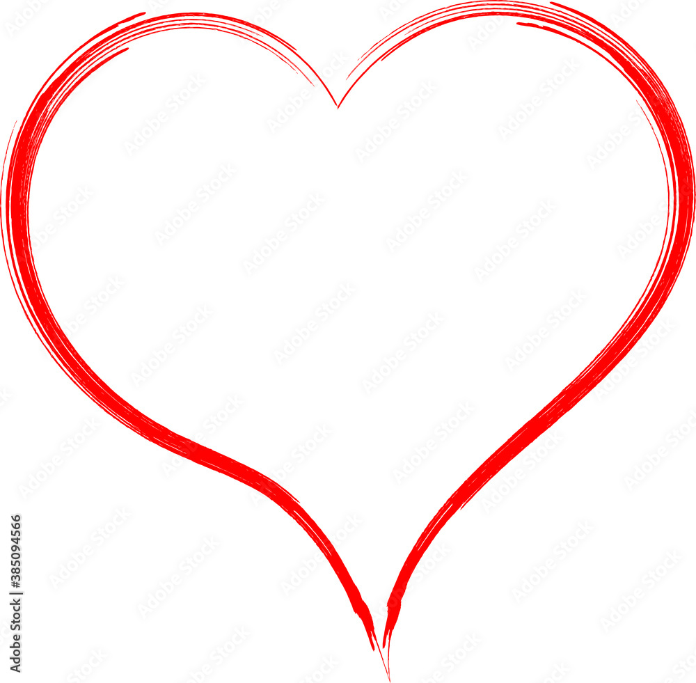 Red heart - outline drawing for an emblem or logo. Template for greeting card for Valentine's Day. Red heart - outline drawing for an emblem or logo. Template for greeting card for Valentine's Day.