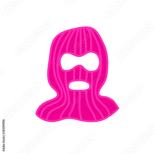 balaclava hat, thief hat icon, vector color illustration