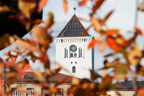 Tower of the Holy Trinity on an autumn sunny day in the city of Jelgava photo