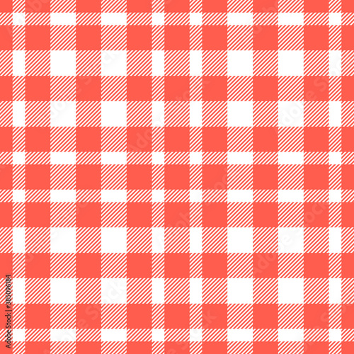 Gingham plaid seamless pattern in pink and white colors