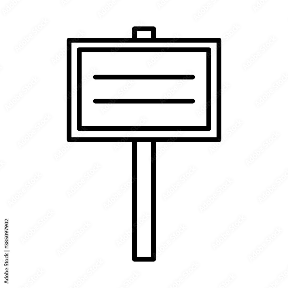 Road sign line style icon design, Street message way information direction board transportation travel and guide theme Vector illustration