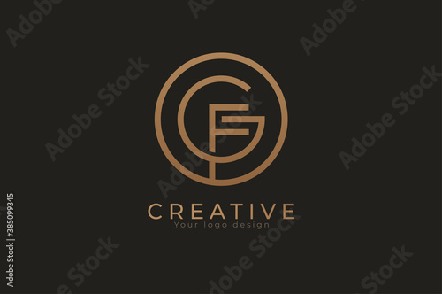 Abstract initial letter G and F logo, usable for branding and business logos, Flat Logo Design Template, vector illustration