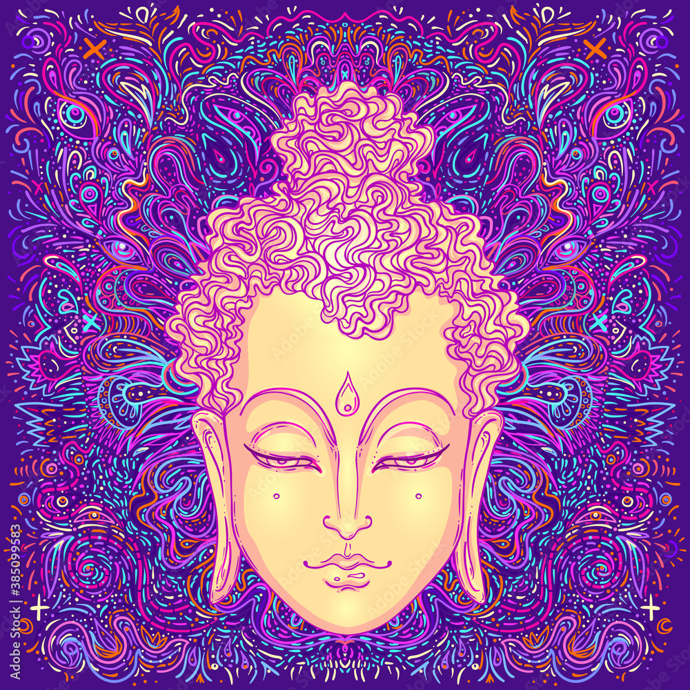 Buddha face over ornate mandala round pattern. Esoteric vintage vector illustration. Indian, Buddhism, spiritual art. Hippie tattoo, spirituality, Thai god, yoga zen Coloring book pages for adults. Buddha face over ornate mandala round pattern. Esoteric vintage vector illustration. Indian, Buddhism, spiritual art. Hippie tattoo, spirituality, Thai god, yoga zen Coloring book pages for adults.