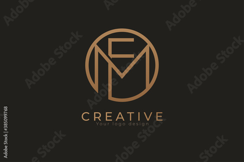 Abstract initial letter F and M logo, usable for branding and business logos, Flat Logo Design Template, vector illustration  photo