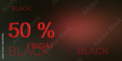Dark banner for Friday sale. A billboard on the wall. Advertising concept for seasonal offer with glowing texts.