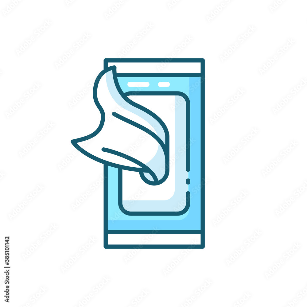 Disinfecting wipes blue RGB color icon. Paper towels in box for fever ...