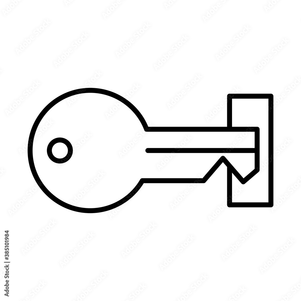 Key line style icon design of Security lock access door house safe safety and protection theme Vector illustration Key line style icon design of Security lock access door house safe safety and protection theme Vector illustration