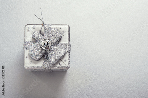 present gift new year box toy isolated on silver background