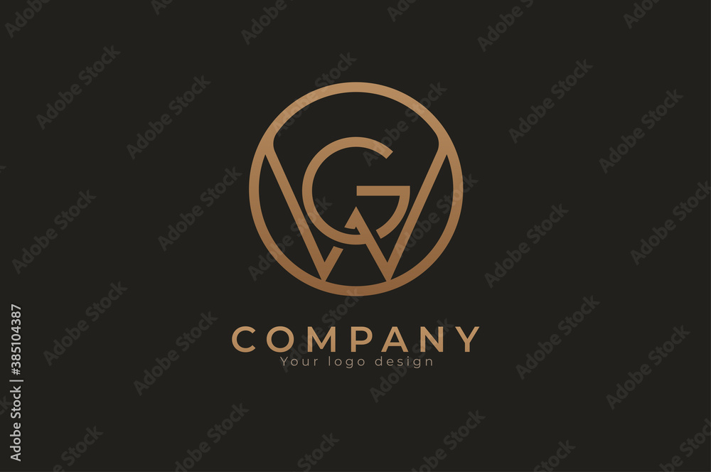 Abstract initial letter G and W logo, usable for branding and business ...