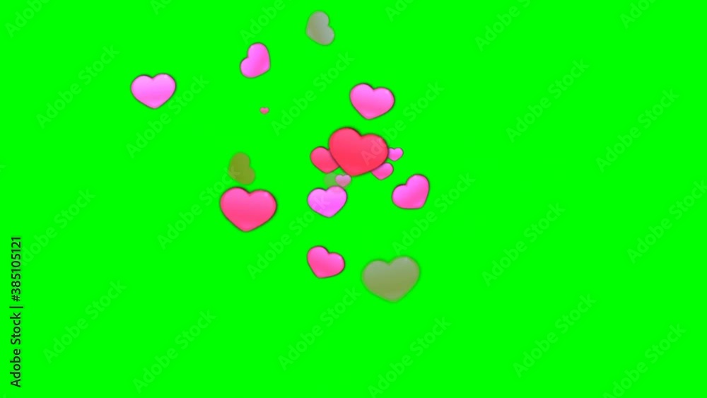 heart sparkle on green background for video effects