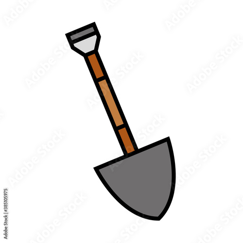 Gardening shovel line and fill style icon design, garden planting and nature theme Vector illustration