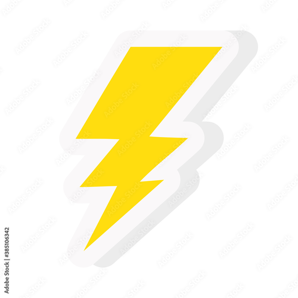 Thunder sticker and flat style icon design, Weather rain power electric sky nature climate season and meteorology theme Vector illustration Thunder sticker and flat style icon design, Weather rain power electric sky nature climate season and meteorology theme Vector illustration