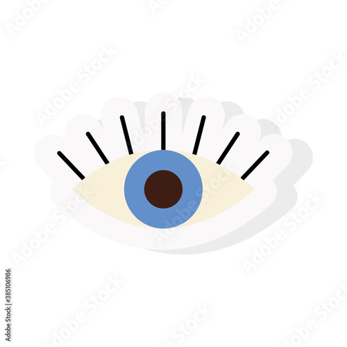 female eye sticker and flat style icon design, View look vision optical human see medicine watch outline and sight theme Vector illustration