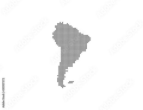 South America, continent, dotted map on white background. Vector illustration.