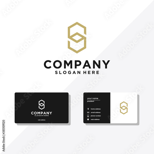 Schilderij op canvas letter S logo and business card design