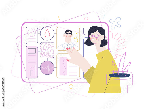 Medical insurance template -medical case manager -modern flat vector concept digital illustration of a manager reordering the medical procedures and diagnosiss, process metaphor, medical insurance