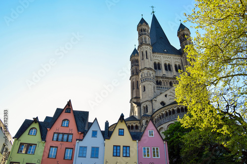 Urban photography with a Cathedral and bright houses