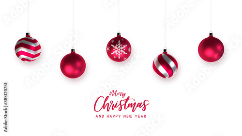 3D rendering Christmas background with balls	