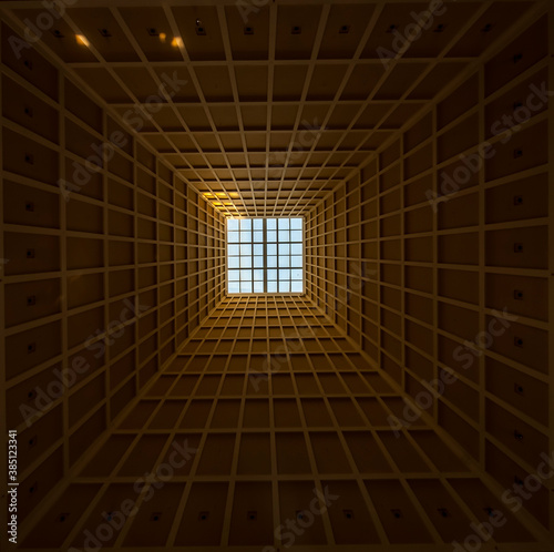 Architectural abstract of a window with perspective and hypnotic depth