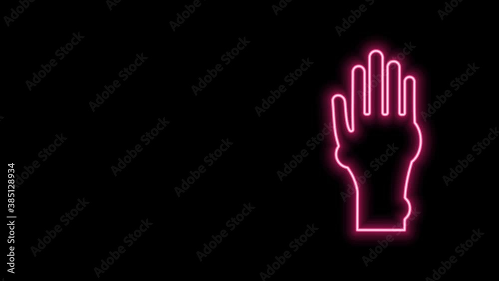 Glowing neon line Hand with psoriasis or eczema icon isolated on black background. Concept of human skin response to allergen or chronic body problem. 4K Video motion graphic animation Glowing neon line Hand with psoriasis or eczema icon isolated on black background. Concept of human skin response to allergen or chronic body problem. 4K Video motion graphic animation