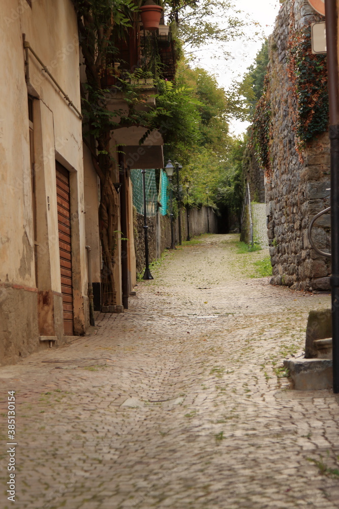 Obraz premium classic alley paved with the pavement of an Italian alpine village