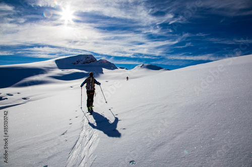 Canvastavla person ski touring in the swiss alps