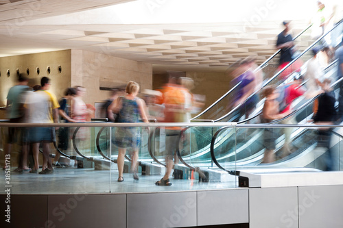 Intentional blurred image of people in shopping center