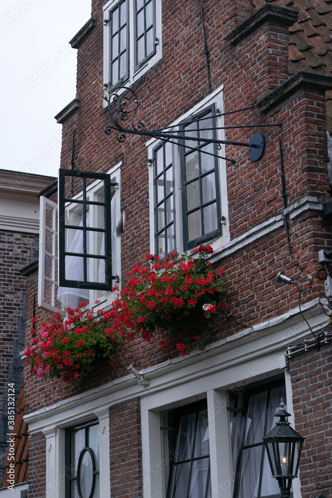Typical dutch houses made of bricks 