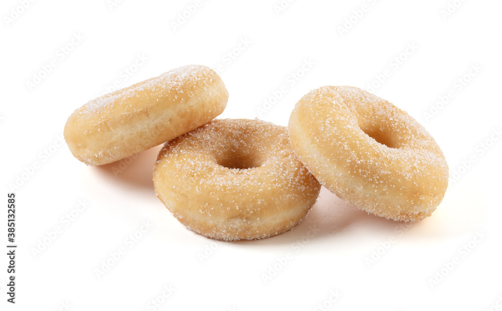 three plain sugar donuts