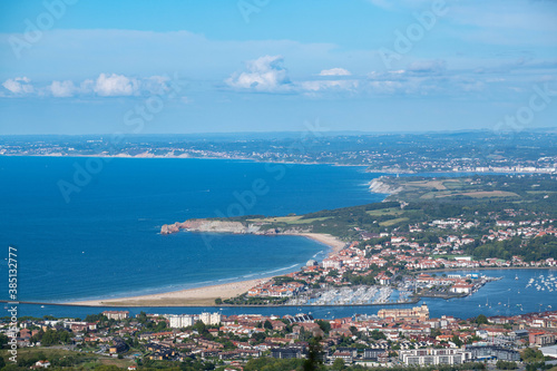 View to a border between Spain and France - endless beach, river mouth and beautiful villages.