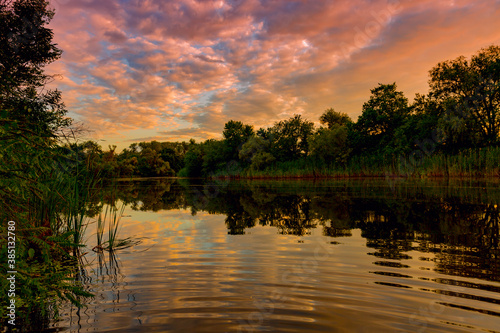 evening clouds over river