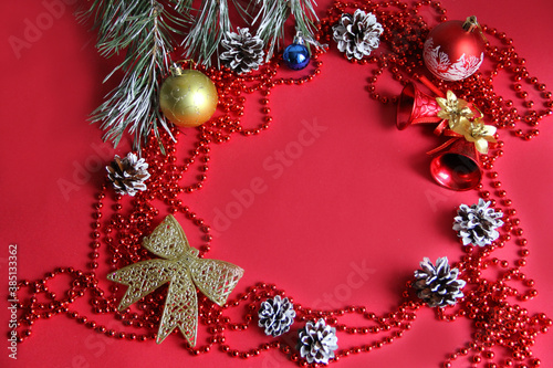 christmas background with christmas tree and balls