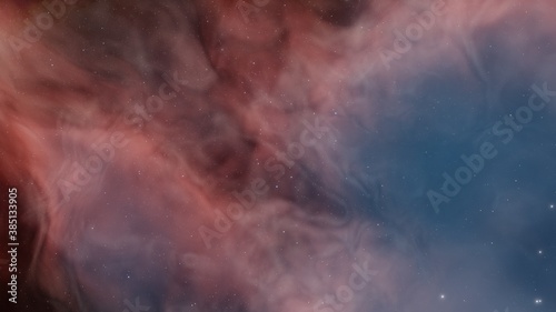 Beautiful nebula in cosmos far away. Space background with realistic nebula and shining stars. Colorful cosmos with stardust and milky way. Infinite universe and starry night. 3d Render