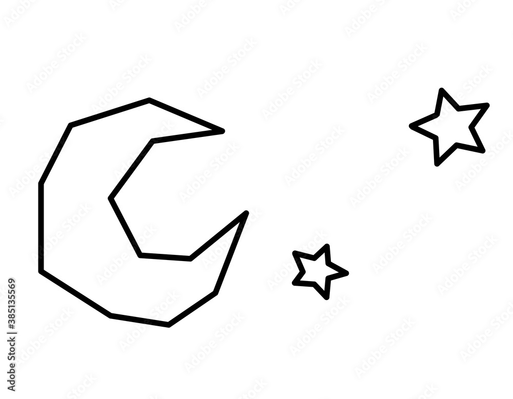 三日月と星(線画) 三日月と星(線画)