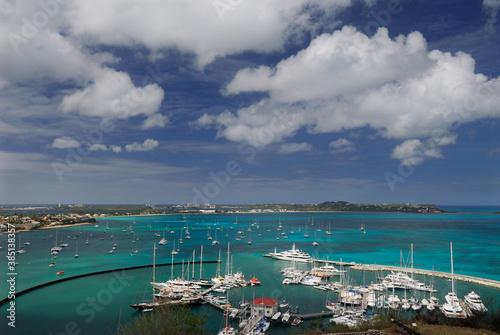 View of Marigot Bay Marina from Fort St Louis