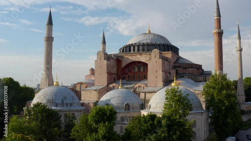 Istanbul City Sea and Hagia Sophia Aerial View