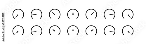 Gauge meter icon. Speed scale indicator logo. Speedometer symbol illustration in vector flat