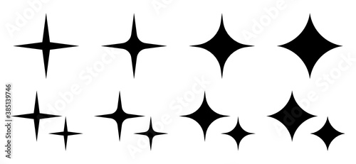 Set of shine black stars symbol